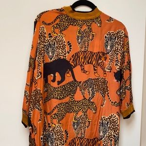 Anthropologie tiger print blouse size small